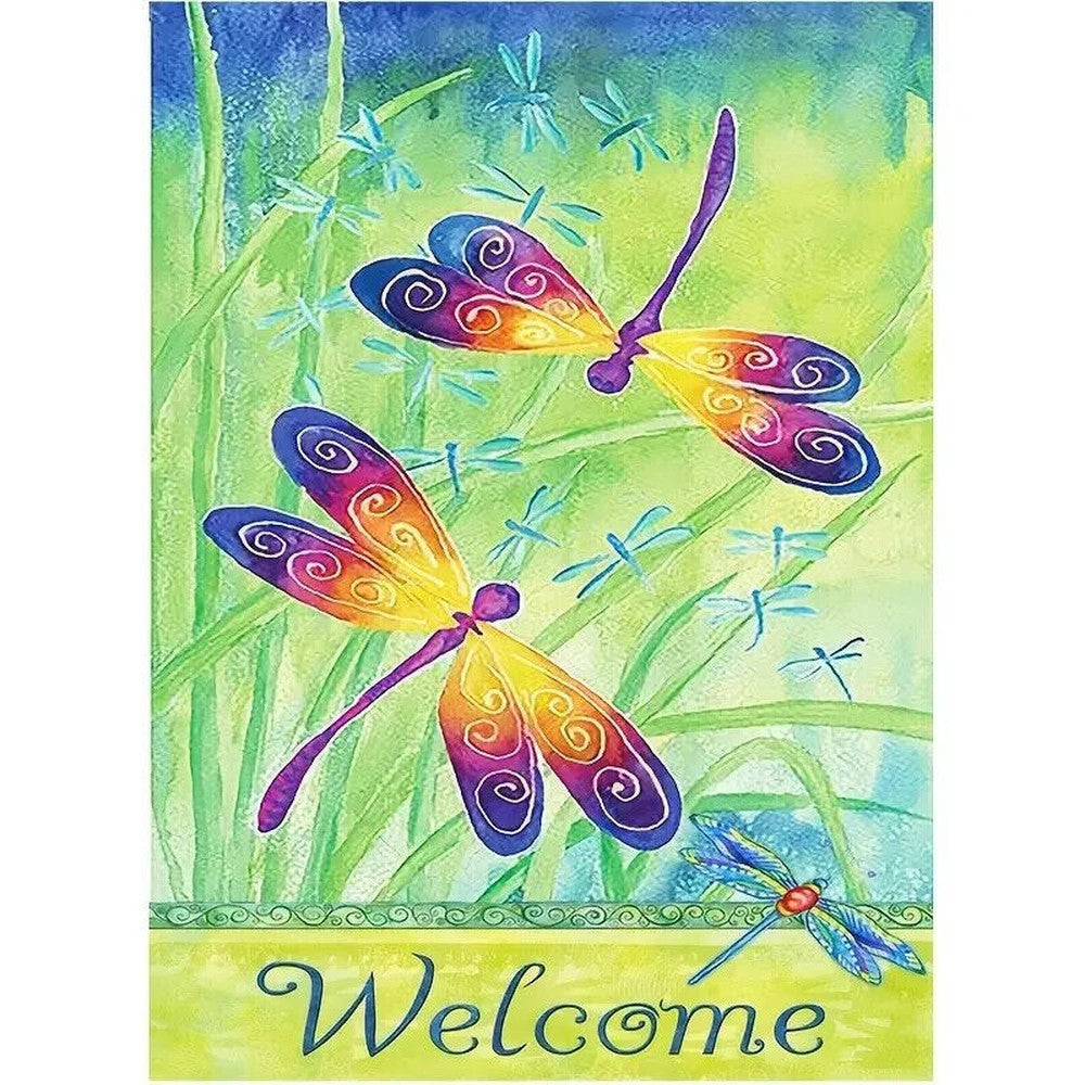 Dragonfly & Butterfly Welcome Burlap Garden Flag Double-Sided 12" x 18" NEW! Home & Garden:Yard, Garden & Outdoor Living:Décor:Flags Style Your Walls